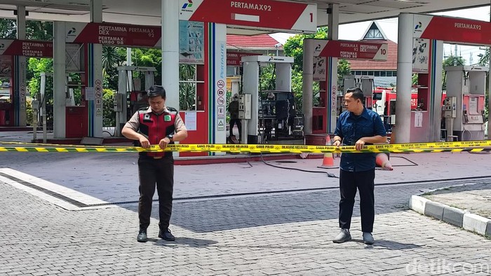 Suasana SPBU Undip Semarang usai terdengar ledakan, Rabu (10/1/2024) siang.