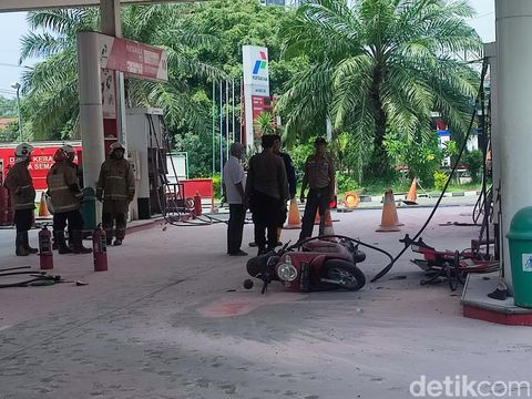 Suasana SPBU Undip Semarang usai terdengar ledakan, Rabu (10/1/2024) siang.