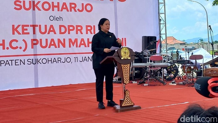 Ketua DPR RI Puan Maharani, saat meresmikah GOR Bung Karno Sukoharjo, Kamis (11/1/2024).