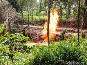 Sumur Bor di Pamekasan yang Muncratkan Air Kini Semburkan Api Besar