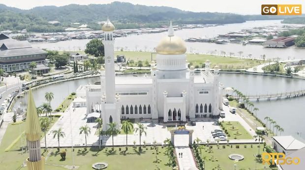 Suasana menjelang pernikahan Pangeran Mateen dari Brunei. (Tangkapan layar RTBGo Livestreaming Channel)