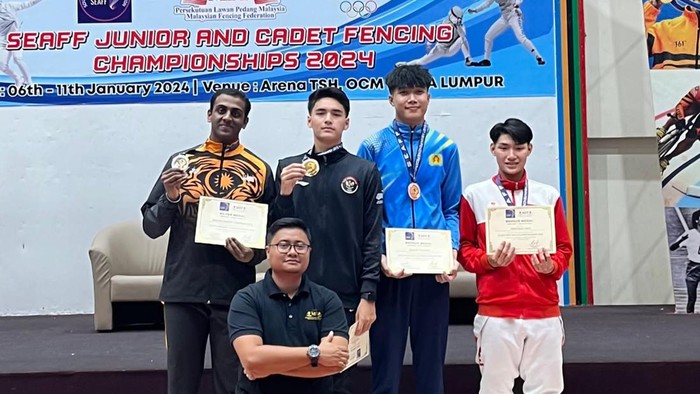 Timnas Anggar Kadet dan Junior Indonesia sukses meraih 5 medali pada Kejuaraan Anggar ASEAN yang bertajuk SEAFF Junior and Cadet Championships 2024. Kelima medali tersebut terdiri dari 1 medali emas, 1 perak, dan 3 perunggu.