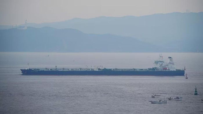 St Nikolas ship X1 oil tanker involved in U.S.-Iran dispute in the Gulf of Oman which state media says was seized is seen in the Tokyo bay, Japan, October 4, 2020, in this handout picture. Daisuke Nimura/Handout via REUTERS Acquire Licensing Rights