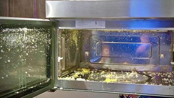 Bocil ini meletakkan telur di microwave selama 11 menit. Jadinya ya... begini. Foto: jybc2009 via Bored Panda  