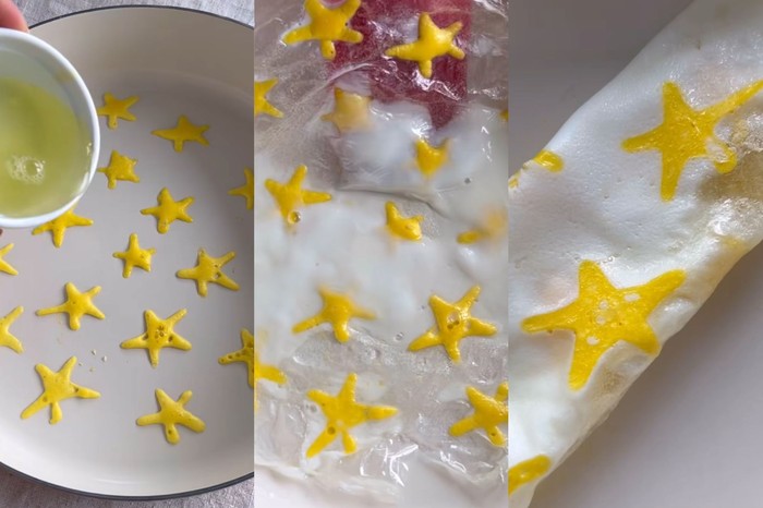 omelet lucu bermotif bintang untuk bekal