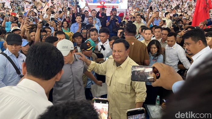 Prabowo Subianto di Gedung Serba Guna milik Pemprov Sumut, Deli Serdang (Nizar Aldi/detikSumut)