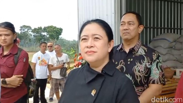 Puan Maharani saat meresmikan penggilingan padi di Mijen, Kota Semarang, Sabtu (13/1/2024).