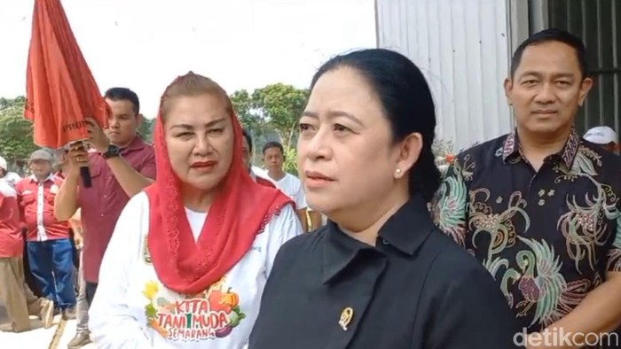 Puan Maharani saat meresmikan penggilingan padi di Mijen, Kota Semarang, Sabtu (13/1/2024).