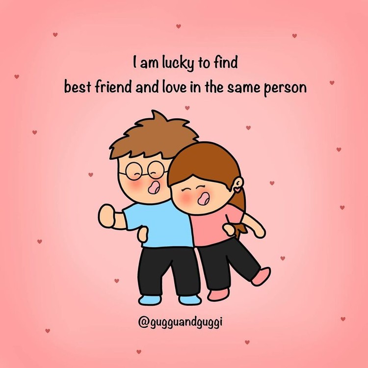 Seorang ilustator dengan akun Instagram Gugguandguggi yang memiliki 477 followers,  membuat komik yang begitu romantis. Berikut daftar komiknya.