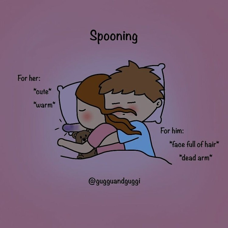 Seorang ilustator dengan akun Instagram Gugguandguggi yang memiliki 477 followers,  membuat komik yang begitu romantis. Berikut daftar komiknya.