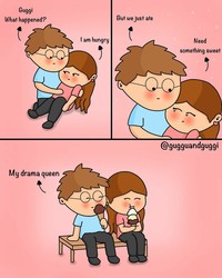 Seorang ilustator dengan akun Instagram Gugguandguggi yang memiliki 477 followers,  membuat komik yang begitu romantis. Berikut daftar komiknya.