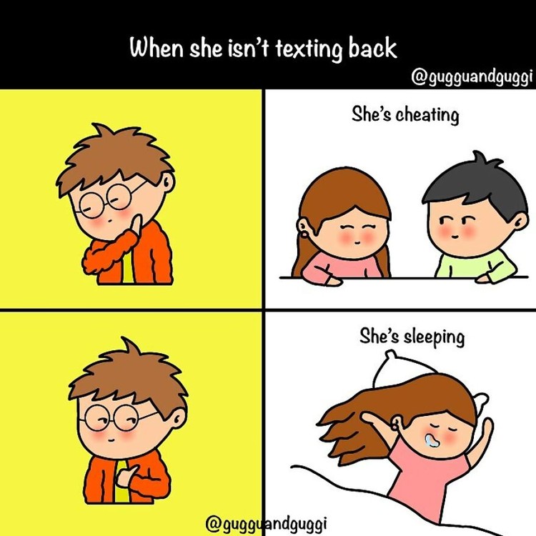 Seorang ilustator dengan akun Instagram Gugguandguggi yang memiliki 477 followers,  membuat komik yang begitu romantis. Berikut daftar komiknya.