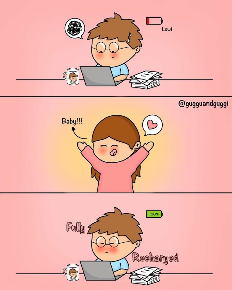 Seorang ilustator dengan akun Instagram Gugguandguggi yang memiliki 477 followers,  membuat komik yang begitu romantis. Berikut daftar komiknya.