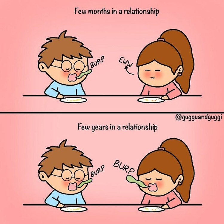Deretan Komik Unyu Bersama Pasangan, Jomblo Minggir Dulu Ya Seorang ilustator dengan akun Instagram Gugguandguggi yang memiliki 477 followers, membuat komik yang begitu romantis. Berikut daftar komiknya.