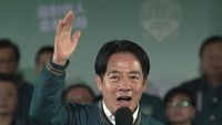 Dalam pidatonya, Lai berterima kasih kepada rakyat Taiwan karena telah menulis babak baru dalam demokrasi kita dengan menentang ancaman dan peringatan dari Tiongkok yang merupakan negara satu partai. AP Photo/Chiang Ying-ying.