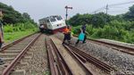 Penampakan KA Pandalungan yang Anjlok di Sidoarjo