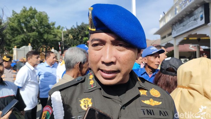 Komandan Detasemen Polisi Militer (Dandenpom) IV/4 Surakarta Letkol CPM Teguh Ariwibowo, ditemui Polresta Solo, Minggu (14/1/2024).