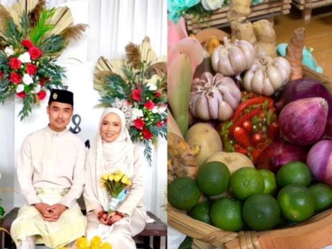Pernikahan pasangan Siti Masnida Abdul Malek dan Yusri, viral di media sosial.
