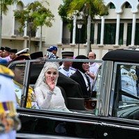 Royal Wedding Brunei Darussalam digelar selama 10 hari dalam dereta prosesi. Rangakaian dimulai sejak 7-10 Januari 2024. Akad nikah digelar pada 11 Januari, kemudian resepsi atau Majlis Istiadat Bersanding Pengantin Diraja dilangsungkan pada 14 Januari 2024. Foto: AFP/IQBAL DATO HJ SELAMAT