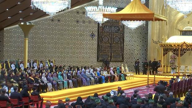 Suasana resepsi pernikahan Pangeran Mateen dan Anisha Isa-Kalebic. (Dok. rtbgo.bn)