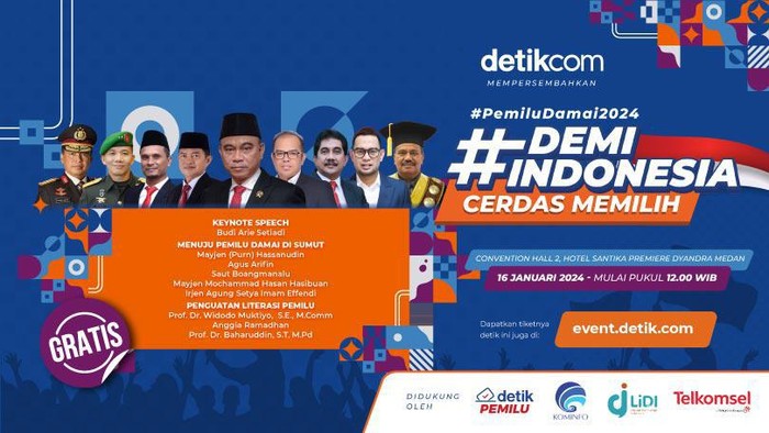Kemenkominfo bersama detikcom akan menggelar Demi Indonesi Cerdas Memilih di Medan pada Selasa (16/1)
