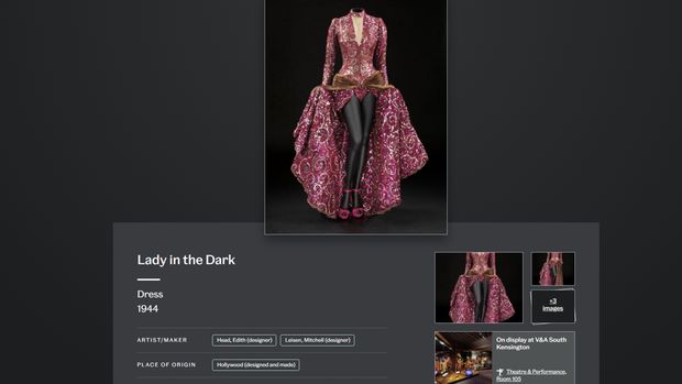 Dress termahal di sepanjang sejarah film yang dipamerkan di Victoria and Albert Museum.