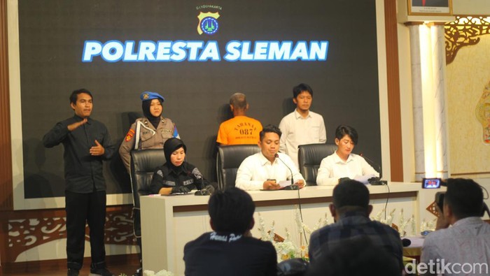 Polresta Sleman jumpa pers kasus pencabulan anak, Senin (15/1/2024).