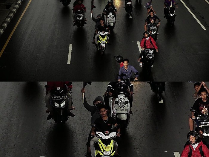 Rekaman kamera ETLE terkait peserta konvoi ugal-ugalan di Jalan AP Pettarani, Makassar. Dokumen Istimewa