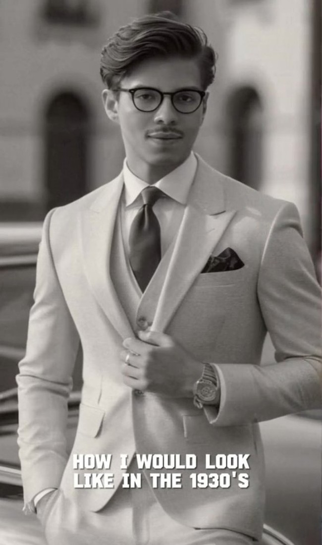 Gaya Atta Halilintar jika hidup di tahun 1930-an. Dengan mengenakan setelan jas dan kacamata, penampilannya jadi semakin menawan. Foto: Instagram