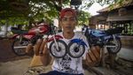 Kreatif! Limbah Pipa Paralon Disulap Jadi Miniatur Motor Jadul