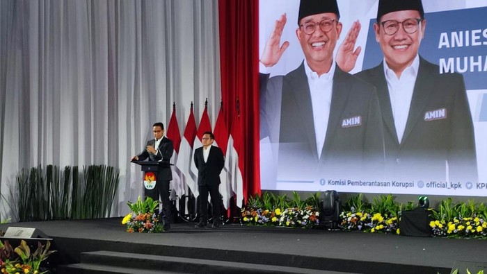Anies Baswedan dan Cak Imin saat menghadiri acara KPK (Wilda/detikcom)
