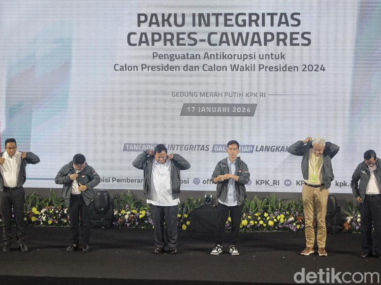 Momen Capres-Cawapres Pakai Jaket Antikorupsi dari KPK