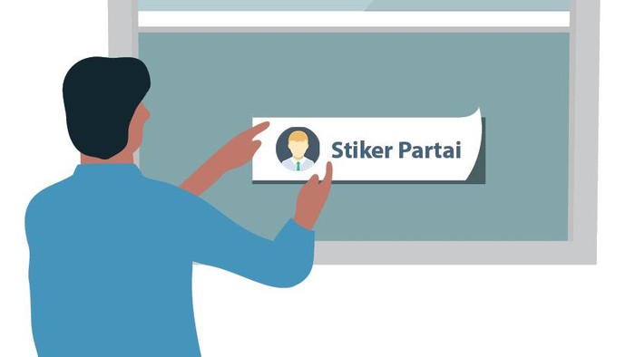 Stiker partai/Andhika Akbaryansyah - detikcom