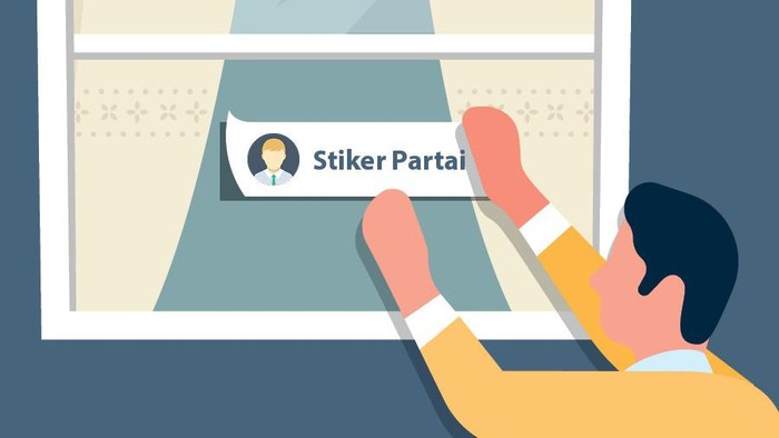 Stiker partai/Andhika Akbaryansyah - detikcom