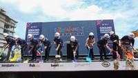 Sejumlah pihak menghadiri Groundbreaking Ceremony Entertainment District di Pantai Indah Kapuk (PIK) 2, Jakarta, Kamis (18/1/2024).
