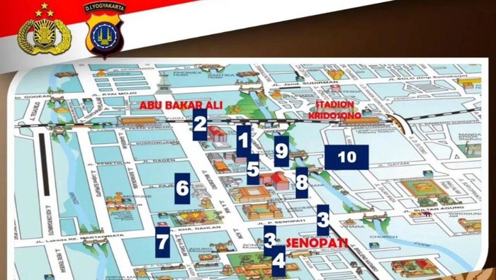 Rekayasa lalu lintas di Titik Nol Kilometer Kota Jogja pada Jumat (19/1/2024) malam.