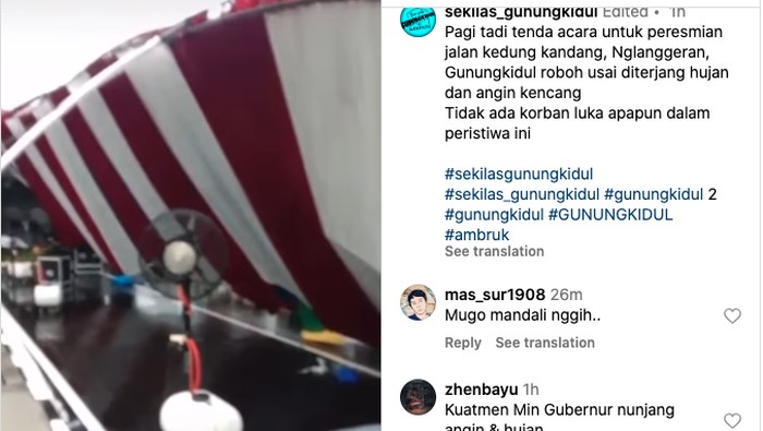 Tenda roboh di Gunungkidul.
