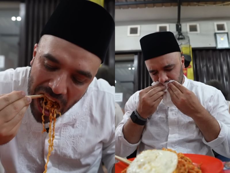 YouTuber Dubai mencoba Indomie Goreng Bumbu di Warmindo Abang Adek