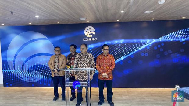 Konferensi Pers Kementerian Kominfo, Jumat (19/1/2024) (CNBC Indonesia/Novina)