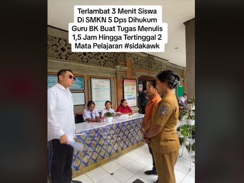 Tangkapan layar anggota DPD RI asal Bali I Gusti Ngurah Arya Wedakarna alias AWK saat memarahi guru di depan siswanya.