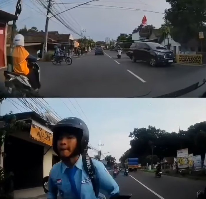 Viral siswa kediri tabrak mobil minta maaf