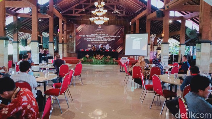 Sosialisasi jadwal kampanye rapat umum digelar KPU Kabupaten Klaten Sabtu (20/1/2024).