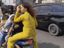Heboh Pemotor Bonceng 7 Tanpa Helm, 4 Dewasa dan 3 Anak Empet-empetan