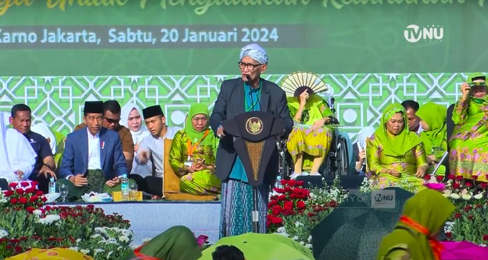 Rais Aam PBNU KH Miftachul Achyar di acara Muslimat NU 20 Januari 2024. (Tangkapan layar kanal YouTube TVNU)