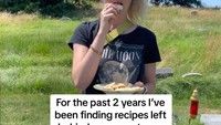 Resep Spritz Cookies dari batu nisan ini membuat dirinya viral. Seringkali ia kembali untuk menyantap kue kering itu di atas nisan pemilik resep. Foto: TikTok/ghostlyarchive