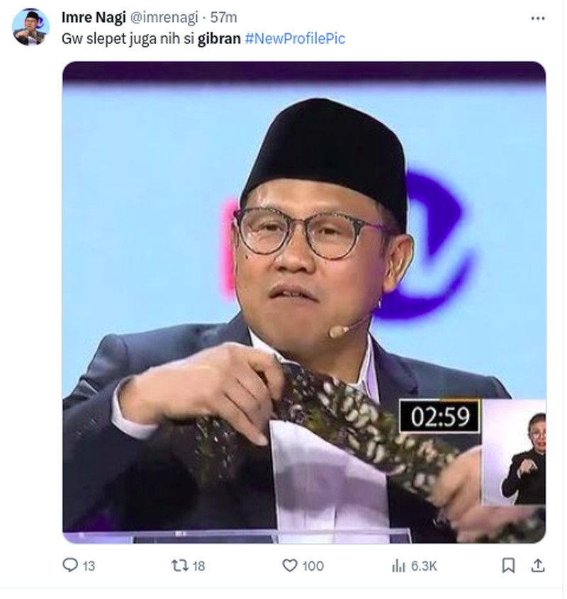 Meme Debat Cawapres, Gibran Kena Slepet Cak Imin dan Mahfud MD