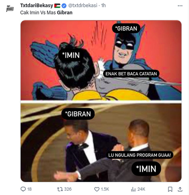 Meme Debat Cawapres, Gibran Kena Slepet Cak Imin dan Mahfud MD