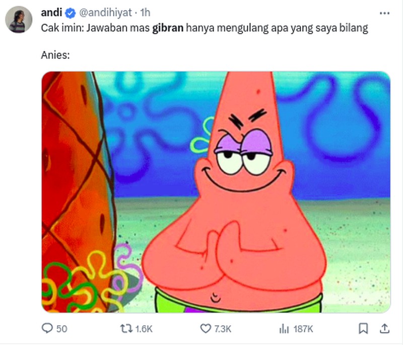 Meme Debat Cawapres, Gibran Kena Slepet Cak Imin dan Mahfud MD