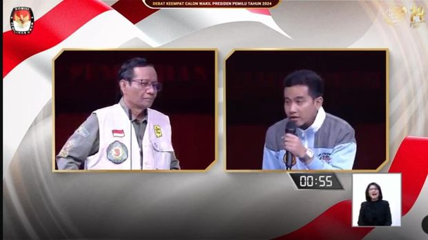 Gibran dan Mahfud di debat cawapres (Foto: dok. YouTube KPU).