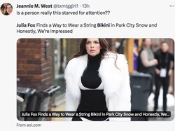 Julia Fox Pakai Bikini Sebagai Luaran di Tengah Salju, Dikritik Haus Sensasi